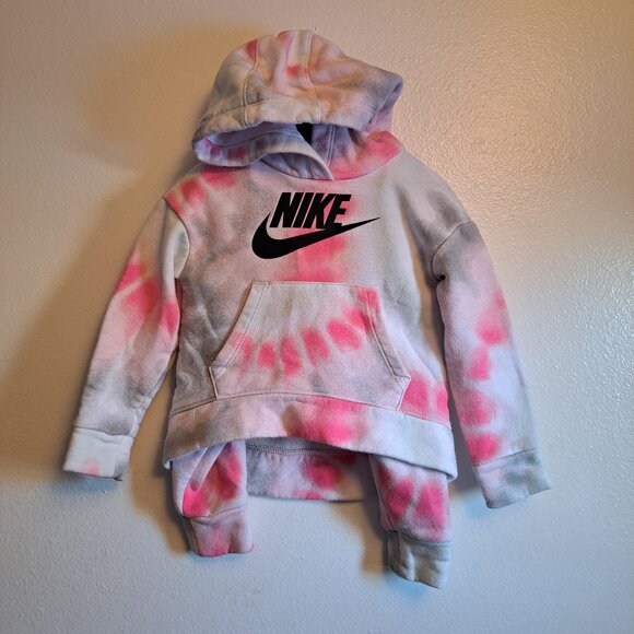 Nike Other - Nike Baby Girls Hyper Pink Tie Dye Swoosh Hooded Sweatshirt&Pants 2T